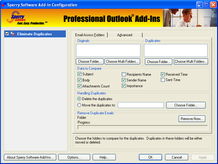 Duplicate Email Eliminator Across Folders for Outlook 2000, 2002, 2003 screenshot