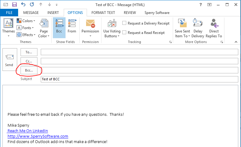 How To Add A BCC In Outlook Emails Sperry Software