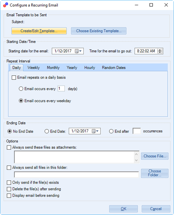 Schedule Recurring Email - Sperry Software